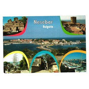 Nesebar Bulgaria Colorful Multiview Postcard Vintage Landscape Photography